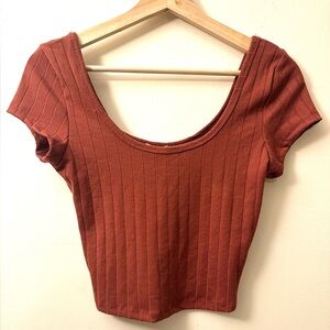 Bozzolo Terracotta Ribbed Crop Top